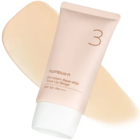No.3 Porcelain Base Skip Tone Up Beige SPF 50+ PA++++ bőrtónus kiegyenlítő fényvédő krém
