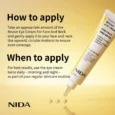NIDA Revive Eye Cream alkalmazása és cseppnyi textúrája